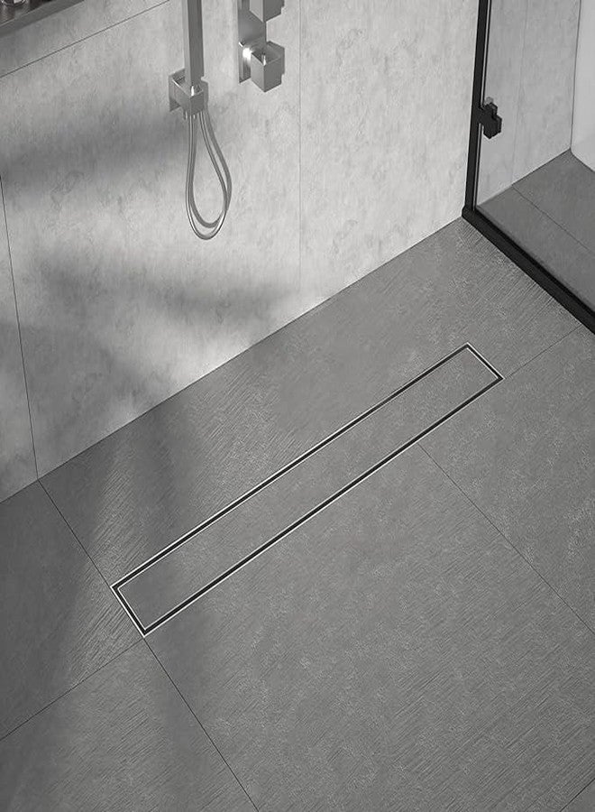 LIPKA Marble Insert Shower Drain Channel | 18 x 5 Inches| 304-Grade Stainless Steel Long Floor Drain for Bathrooms & Shower Areas | 21mm Marble Invisible Water Drainer with Side Hole & Cockroach Trap - Image 1